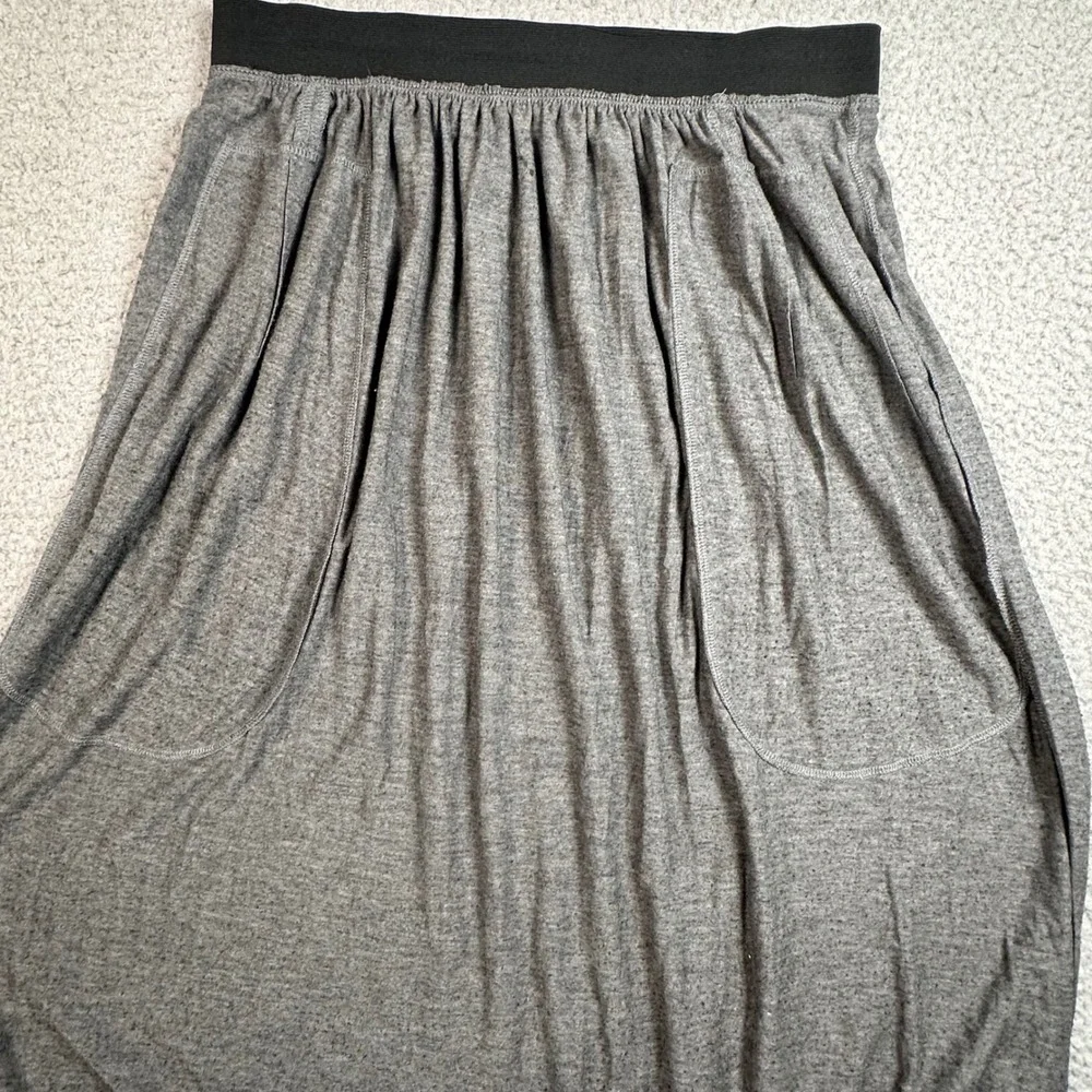 Peruvian Connection Modal Maxi Skirt Women Large Gray Knit Pockets Elastic Waist
